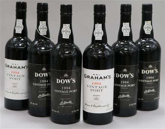 Four bottles of Dows 1994 Vintage Port and two bottle of Grahams 1994 Vintage Port.